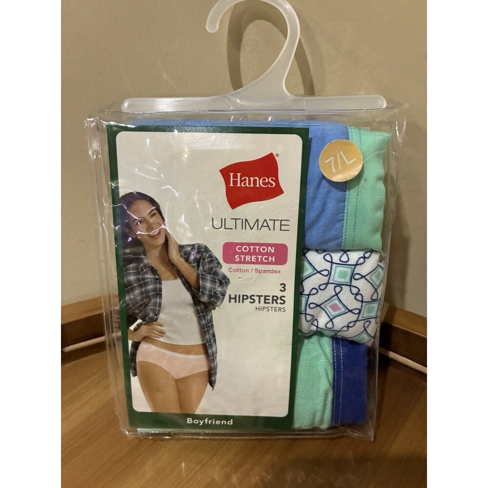 Hanes Ultimate Boyfriend Hipster size 7 large Cotton 3 Pack NEW